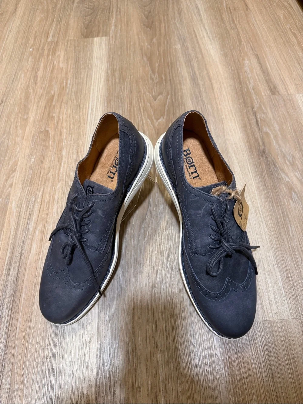 Born Men’s 12M Slate Blue Leather Wingtip Oxford Shoes NWT No Box